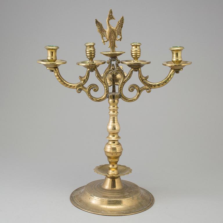 CANDELABRUM, brass, Baroque-style, 19th / 20th century.