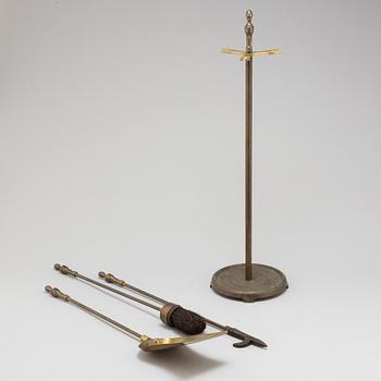 A brass firestand, 20th century.