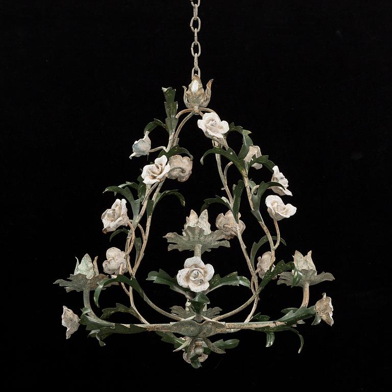 A painted iron chandelier, second half of the 20th Century.