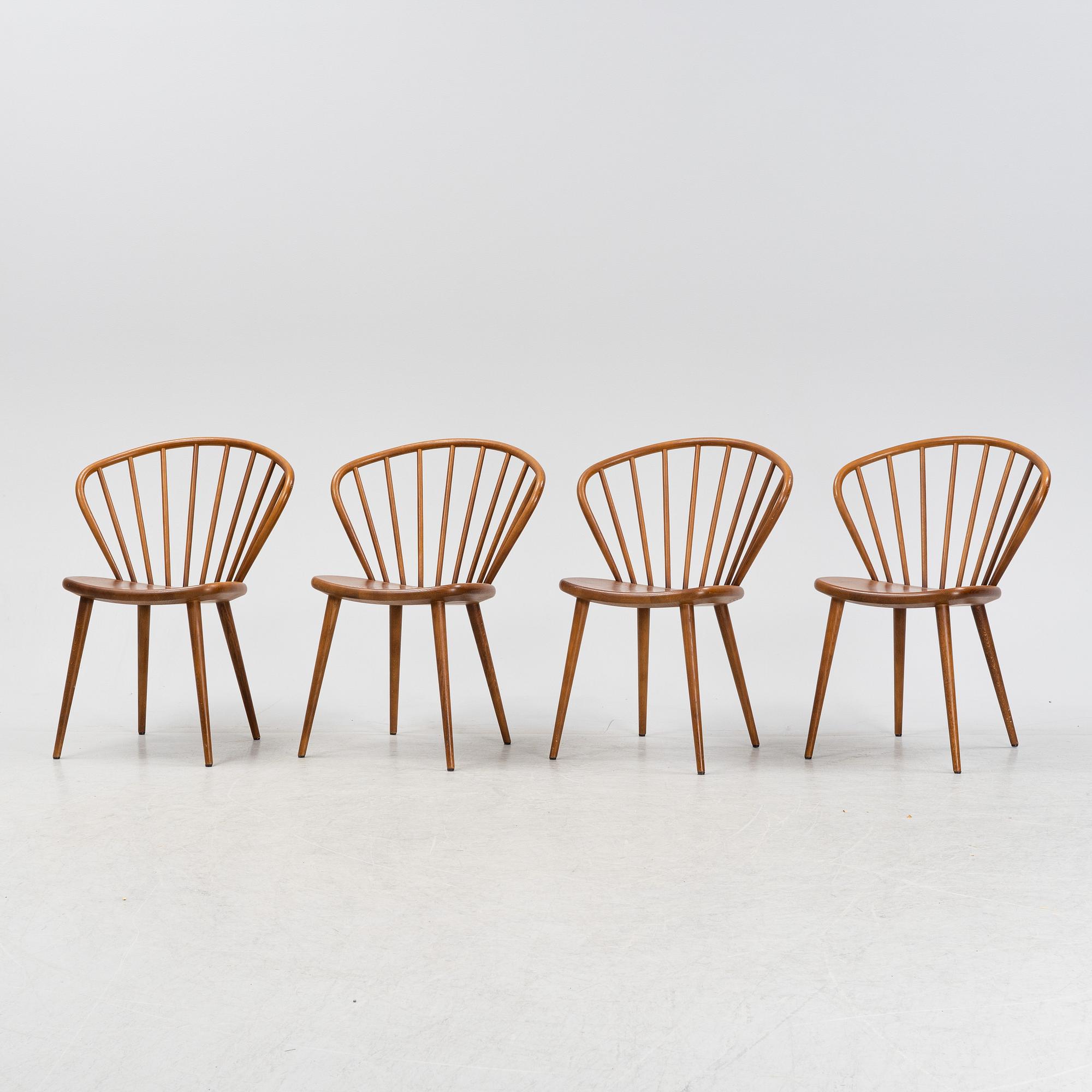 A set of four stained oak 'Miss Holly' chairs by Jonas Lindvall for Stolab, daterade 2019.