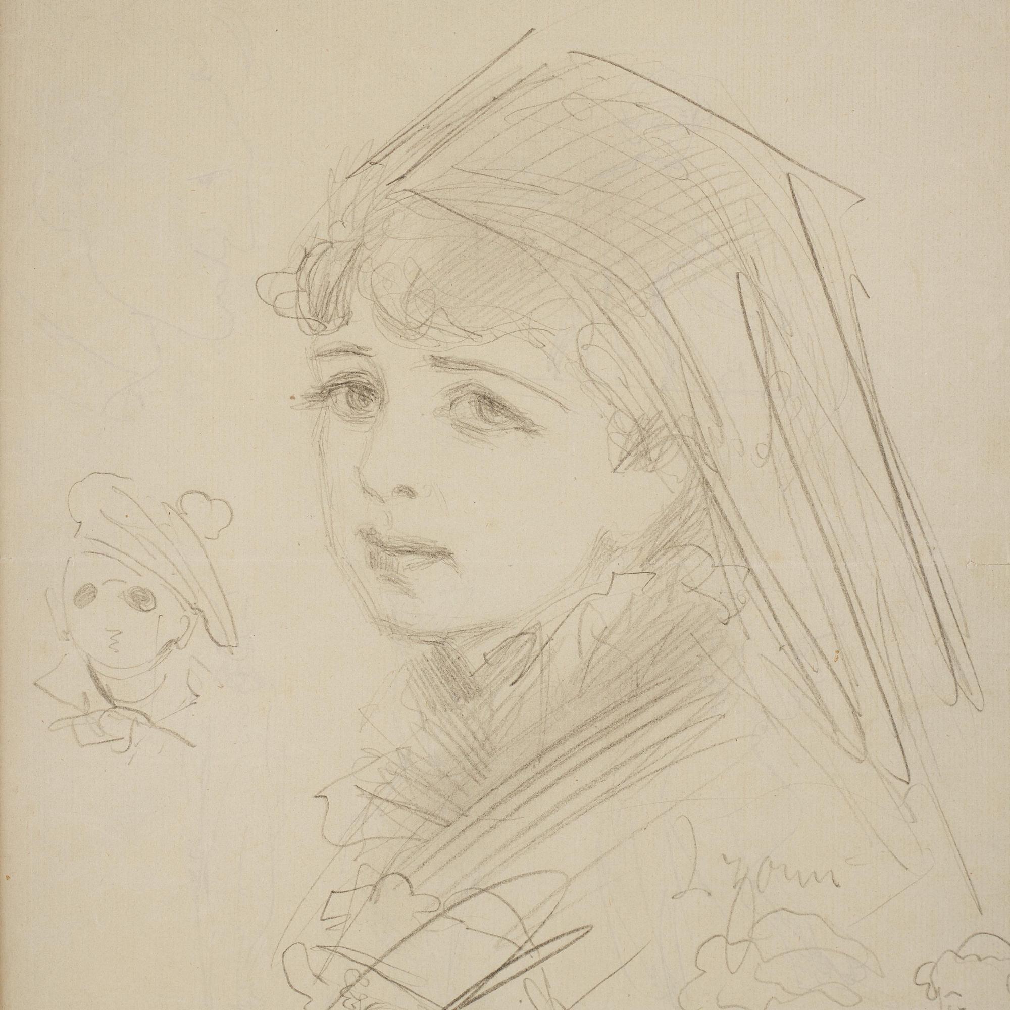 Anders Zorn, A portrait sketch and caricature drawings.