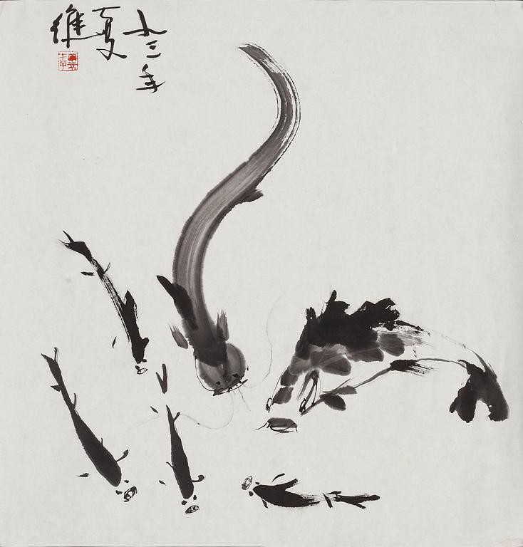 ZHANG WEI, tuschteckning, signerad och daterad -93.