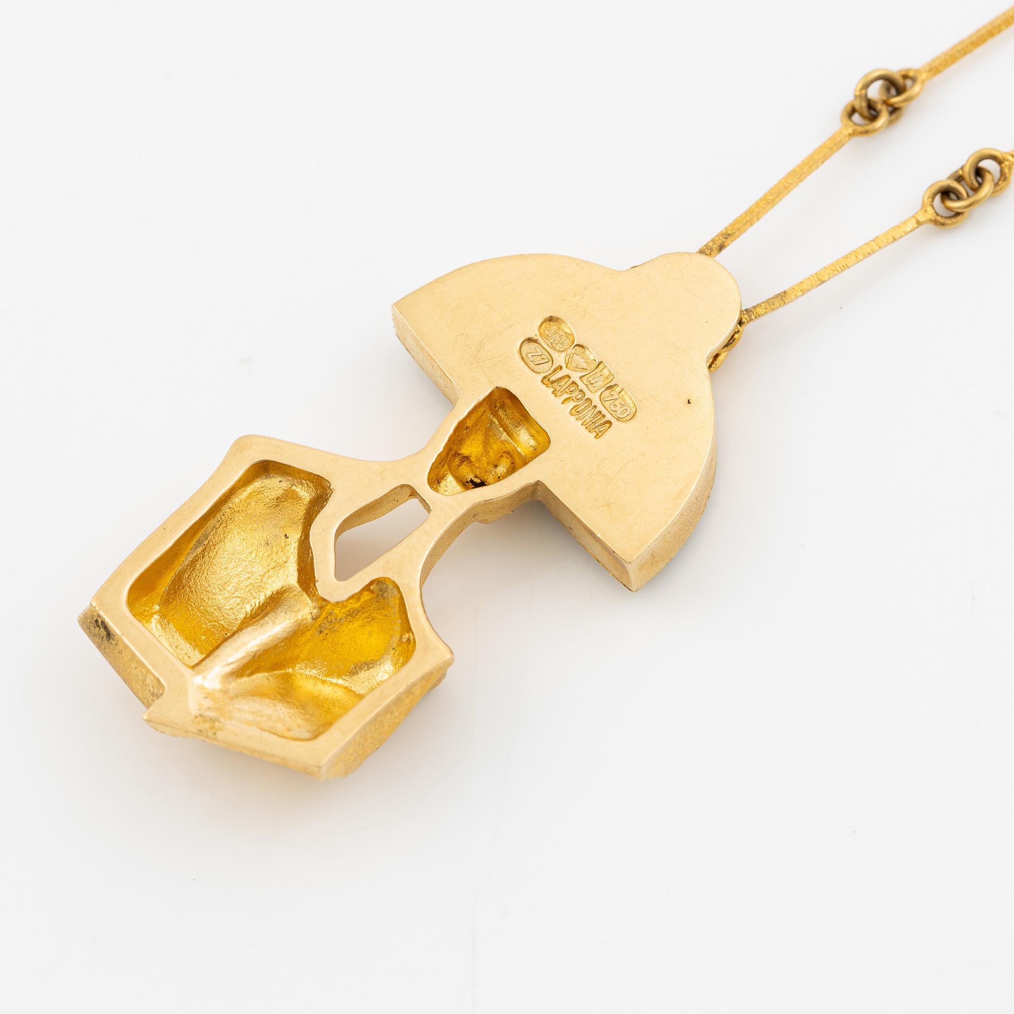 Björn Weckström, necklace "Balak", 18K gold with opal triplet. Lapponia 1977.