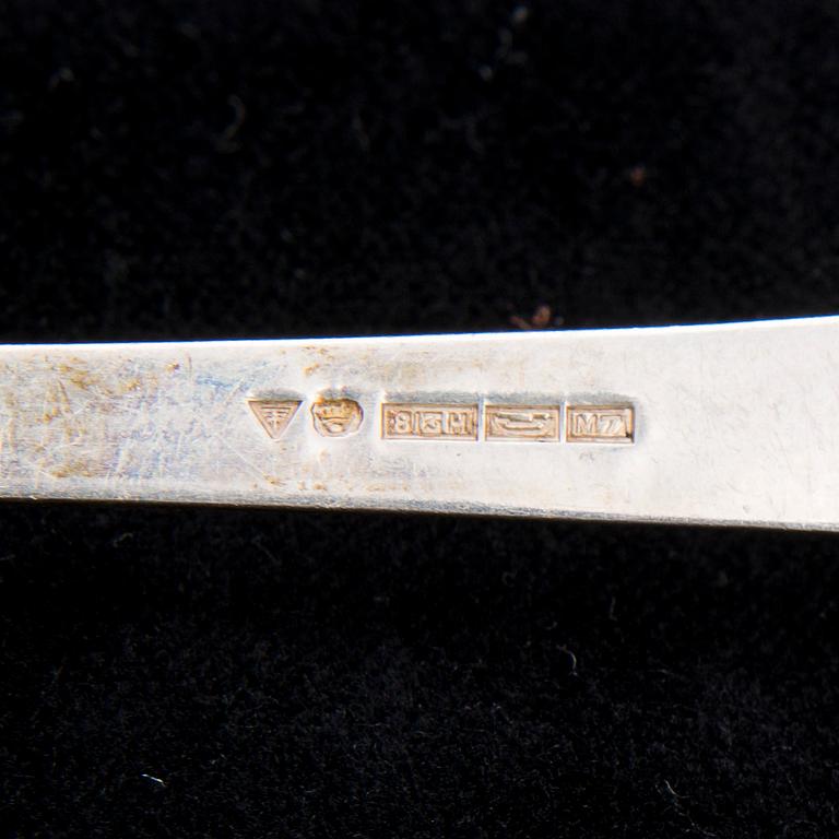 BESTICKUPPSÄTTNING, silver, 19 delar, "Tähkä" Mauno Honkanen, Tillander, Helsingfors 1965. Vikt 520 g exkl knivar.