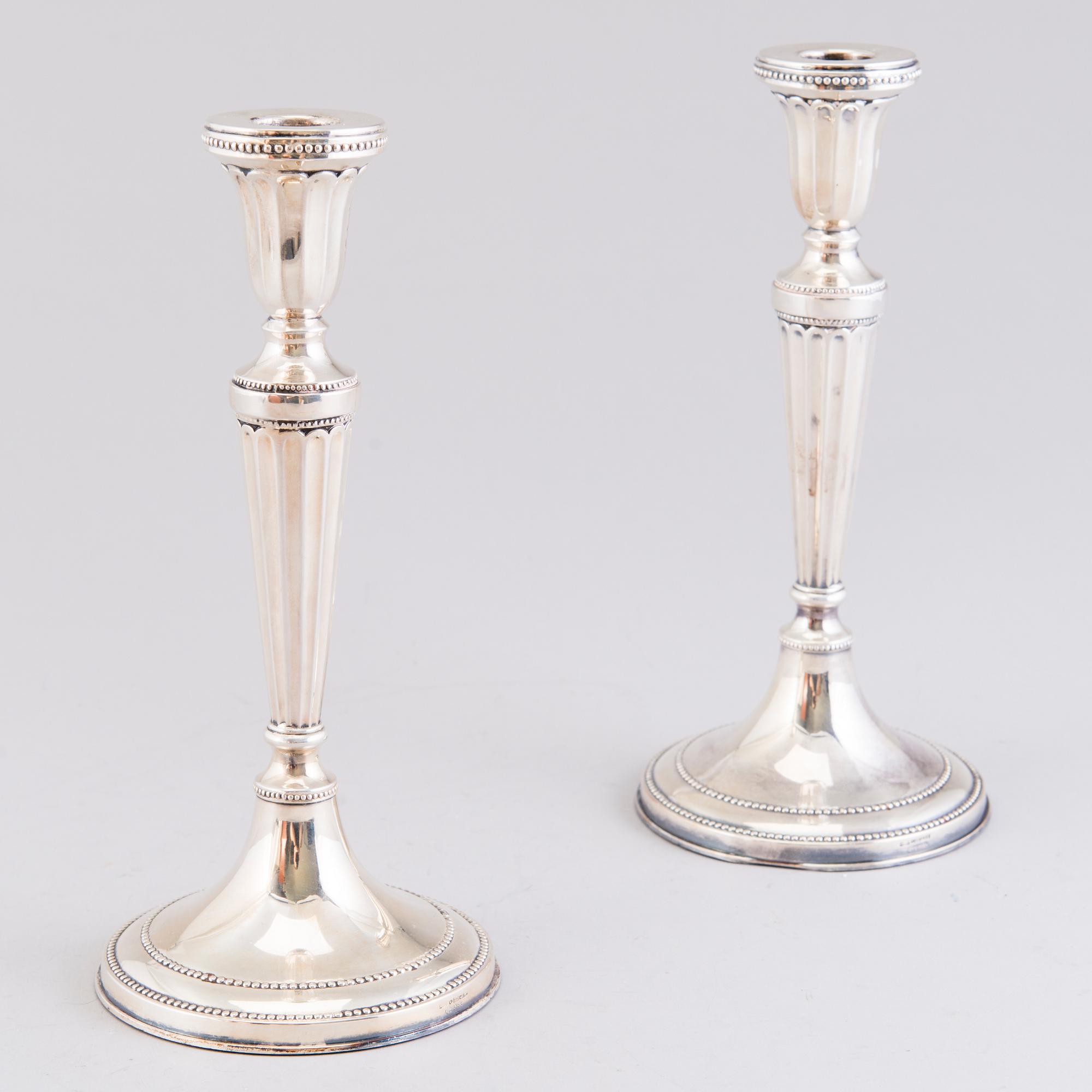 A pair of silver candlesticks from Germany with Finnish control marks, Helsinki 1967.