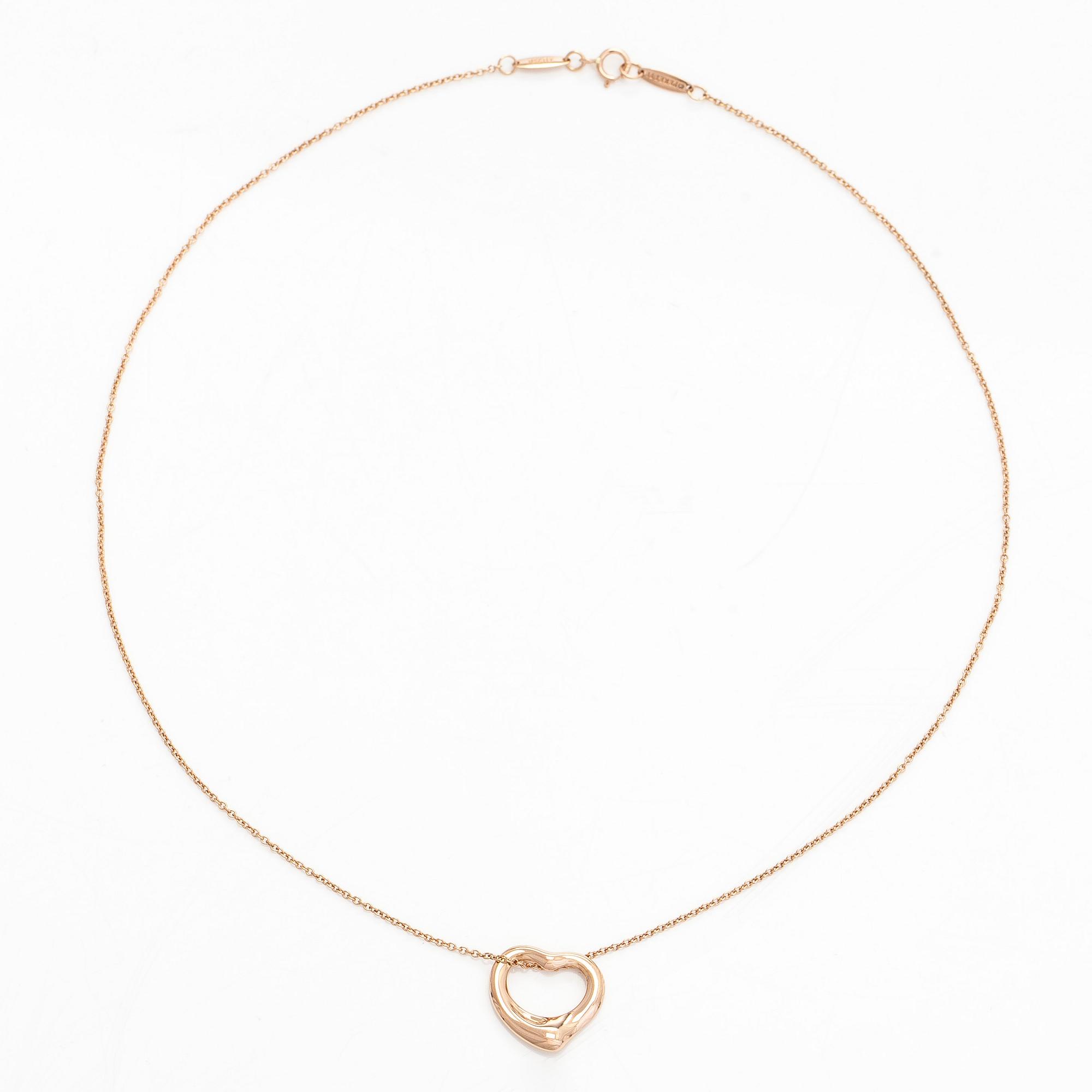 Tiffany & Co, Elsa Peretti, an 18K rose gold 'Open Heart' necklace.