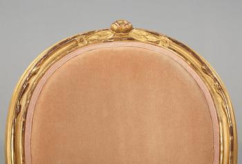 A pair of Gustavian armchairs by Johan Öhrmark (master in Stockholm 1761-1780's).