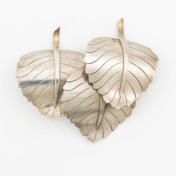 Stigbert, brooch in the form of a leaf, silver, Stockholm 1948.