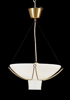 TAKLAMPA, glas, mässing, 1950-tal. H 63.