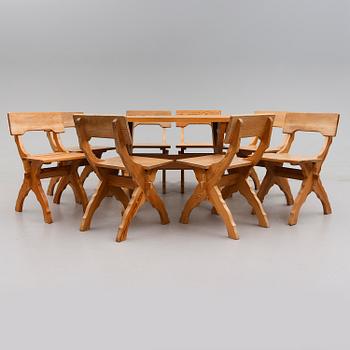 STOLAR 8 st OCH BOCKBORD, 1900-talets andra hälft.