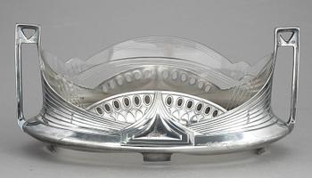 JARDINIERE, britaniametall, Wurttembergische Metallwarenfabrik, WMF, jugend, tidigt 1900-tal.