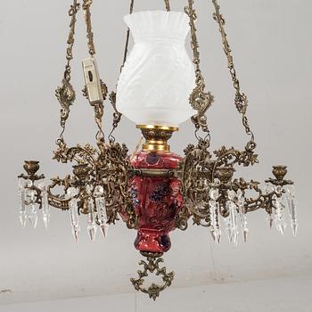 FOTOGENLAMPA,  majolika. 1800/1900-TAL.