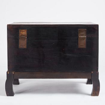 A massive 'five clawed dragon' hardwood storage chest, Qing dynasty, 19th century.