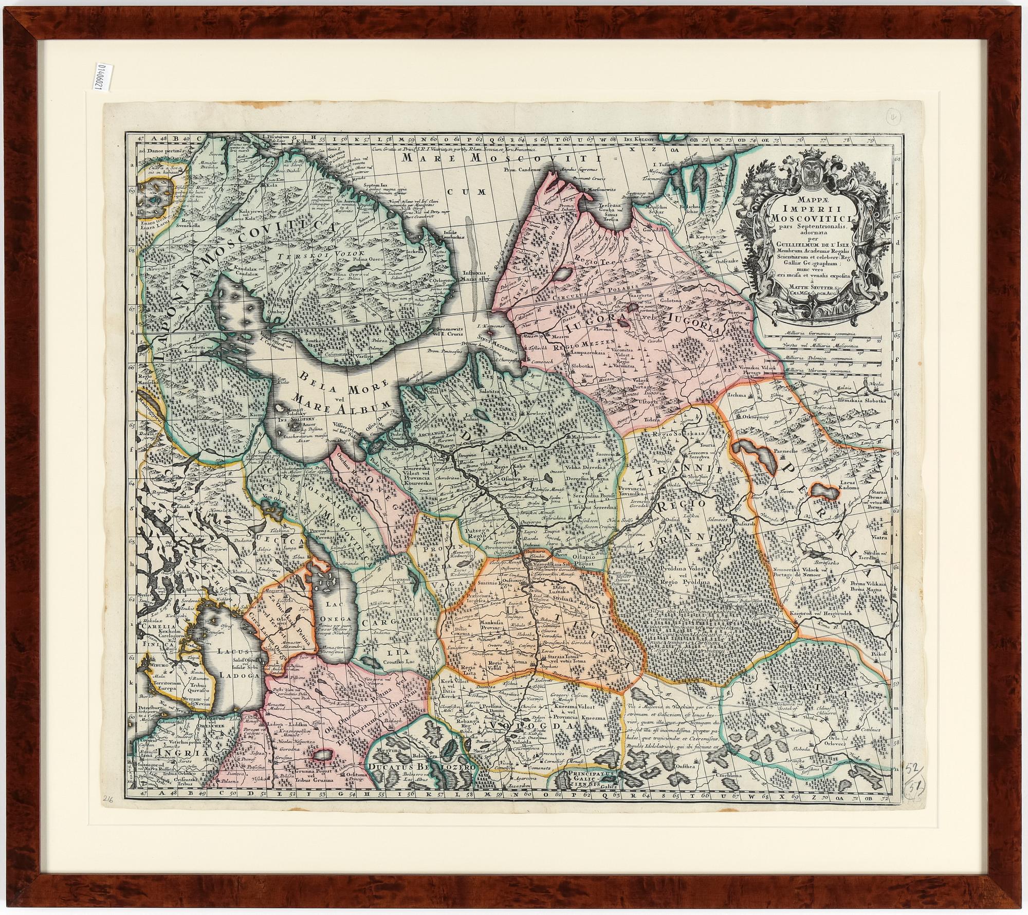 KARTA, kopparstick, "Mappae Imperii Moscovitici...", Seutter, 1700-tal.