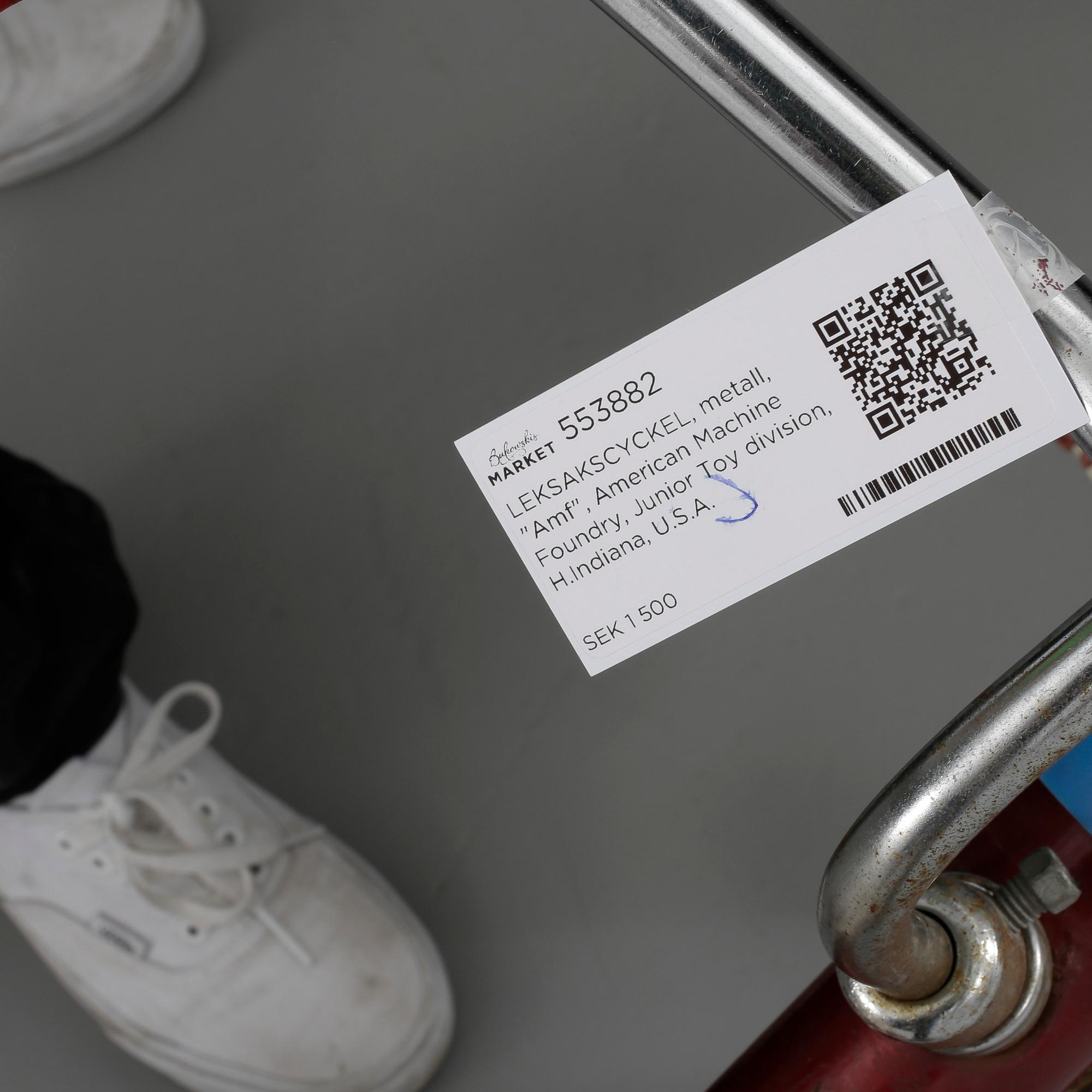 LEKSAKSCYCKEL, metall, "Amf", American Machine Foundry, Junior Toy division, H.Indiana, U.S.A.