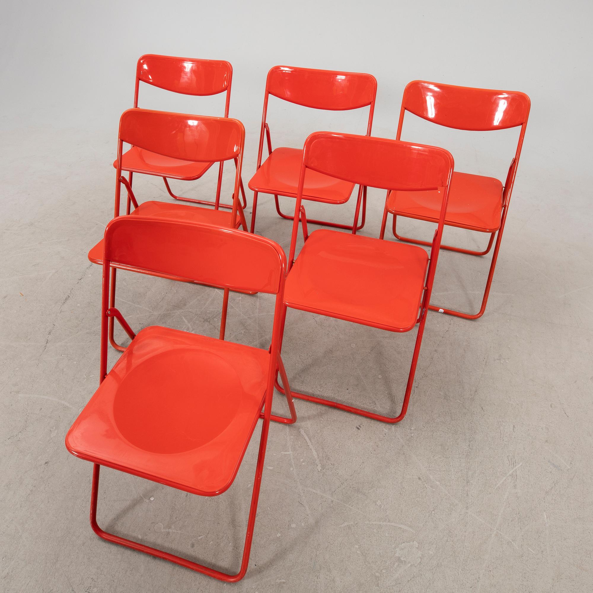 A set of six metal and plastic folding chairs IKEA late 20th century. Bukowskis