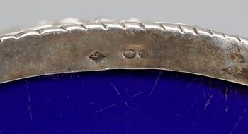 SOCKERSKÅL, silver och glas, troligen Frankrike, svenska imporstämplar, omkr sekelskiftet 1900. Vikt ca 194g utan glas.