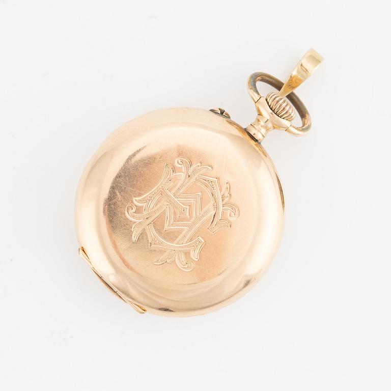 Pocket watch, 14K gold, 34 mm.