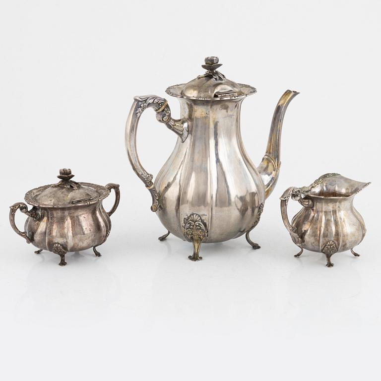 Kaffeservis, 3 delar, silver 830, svenska importstämplar, 1900-tal.