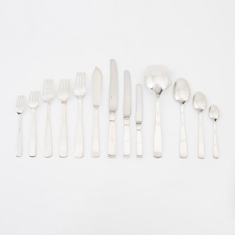 Jacob Ängman, bestickuppsättning, 146 delar, silver, "Rosenholm", GAB, bl a Eskilstuna 1993.