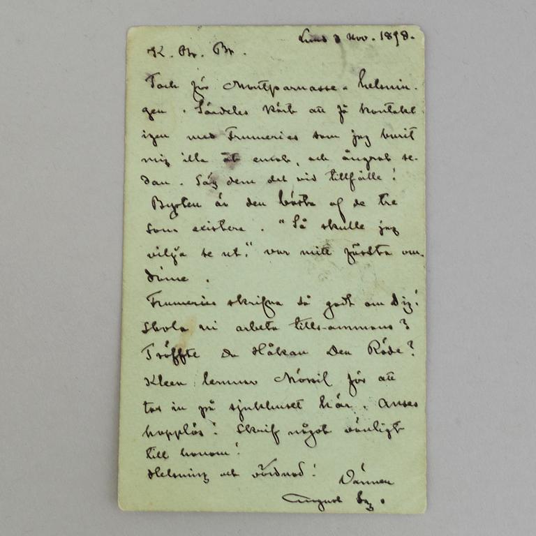 AUGUST STRINDBERG, brev, daterad 1898.