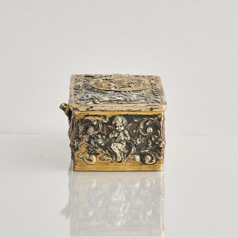 Music box. gilded 800 silver. Germany, late 19th/early 20th century.