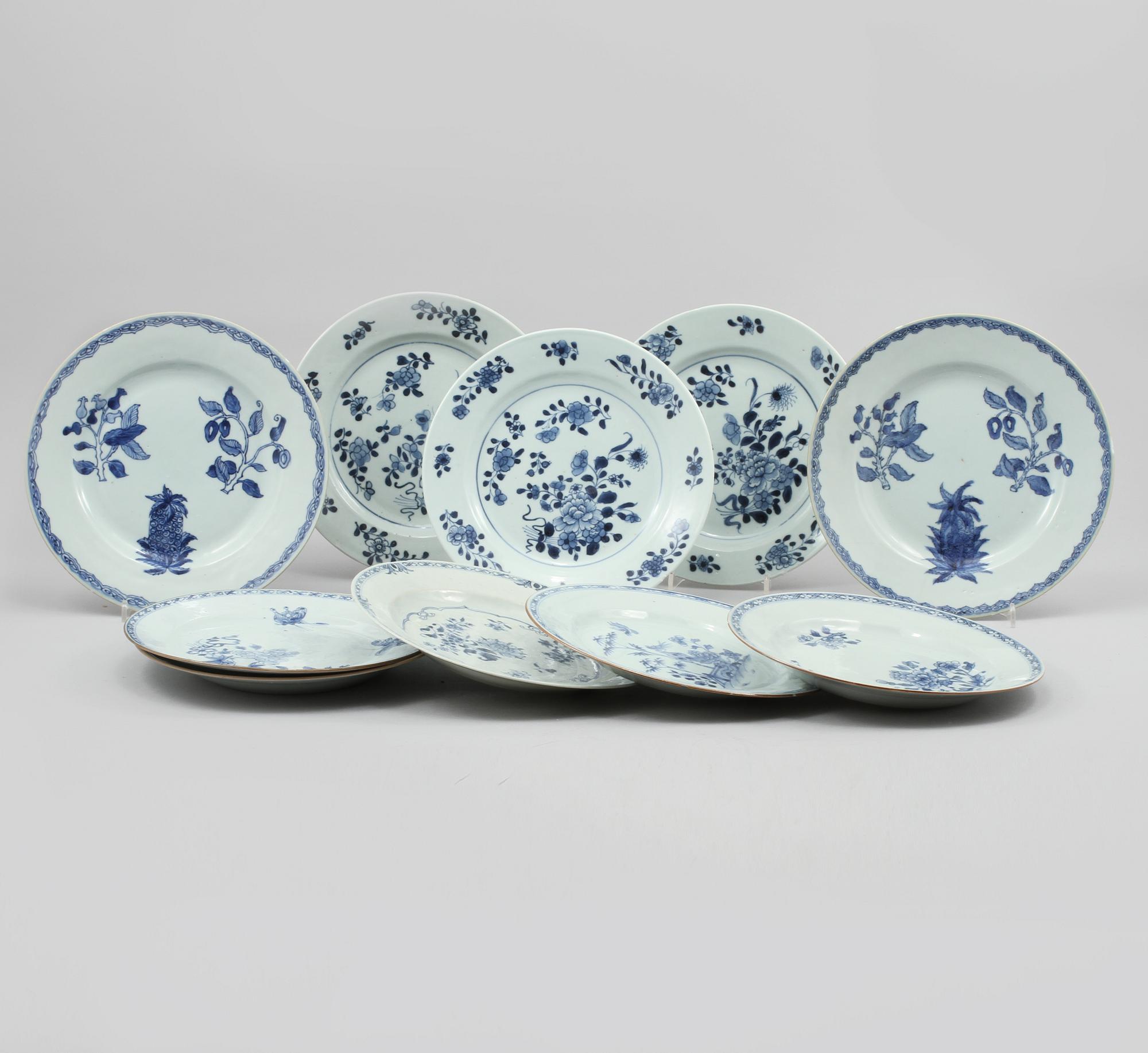 TALLRIKAR, 10 st, porslin, Kina, 1700-tal.