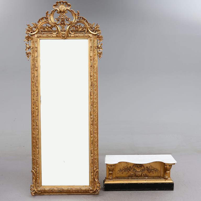 SPEGEL MED KONSOLBORD, 1800-talets andra hälft.