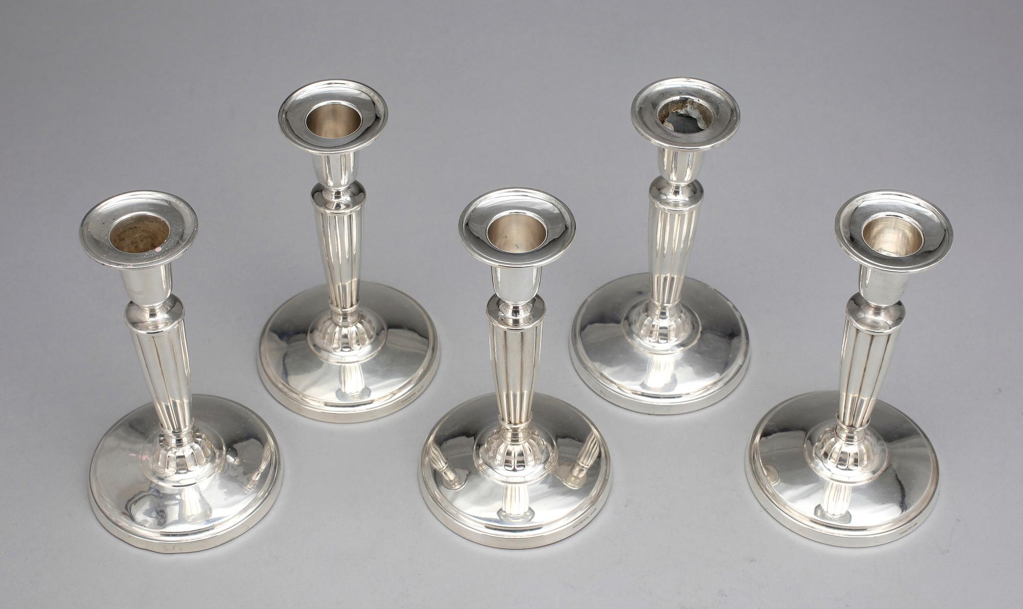 LJUSSTAKAR, 5 st, sterling silver, C.G. Hallberg 1932-1937.
