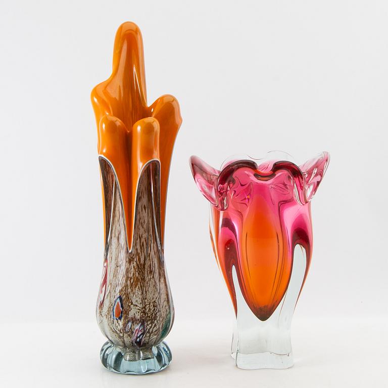 Vases 2 pcs mid-20th century glass.