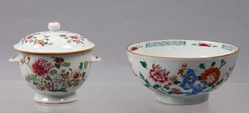 SKÅL SAMT LOCKSKÅL, porslin, Qianlong, Kina 1700-tal.