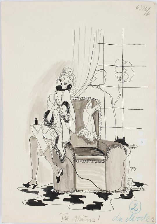 MAX GOLDSTEIN (MAGO), dräktskisser och akvarellteckningar, 22 st, delvis sign o dat 1948.