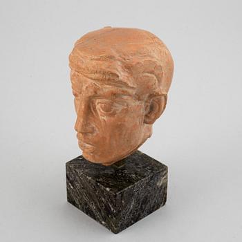 JOHN LUNDQVIST, sculpture. Signed. Terracotta, total height 19 cm.