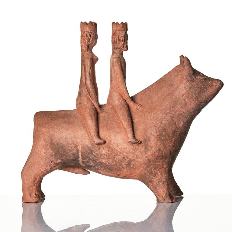 Helga Henschen, "Bröllopsresan", skulptur, terrakotta, egen studio 1950-60-tal.