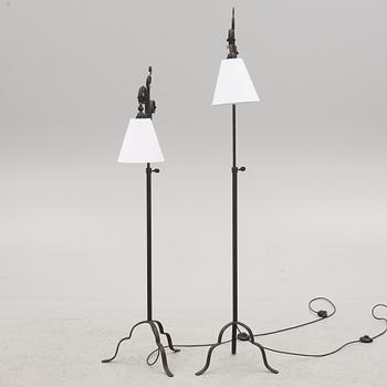 Harald Notini, a pair of wrought iron floor lamps, model '15101', Arvid Böhlmarks Lampfabrik, 1930's.