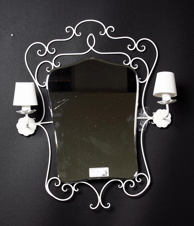SPEGEL MED BELYSNING, gjutjärn.