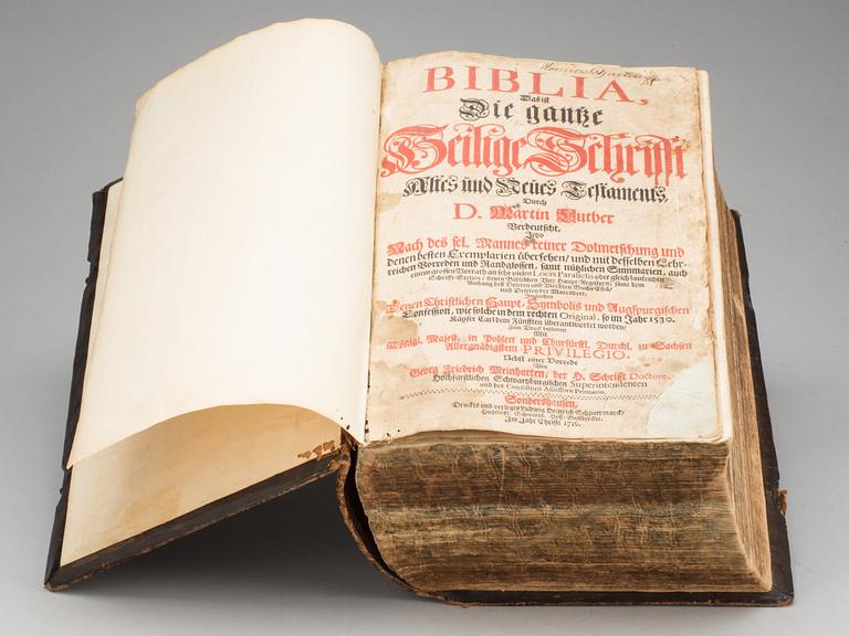 BIBLIA, das ist: Die gantze Heilige Schrifft Altes und Neues Testaments, durch Doct.Martin Luther verteutschet... 1716.