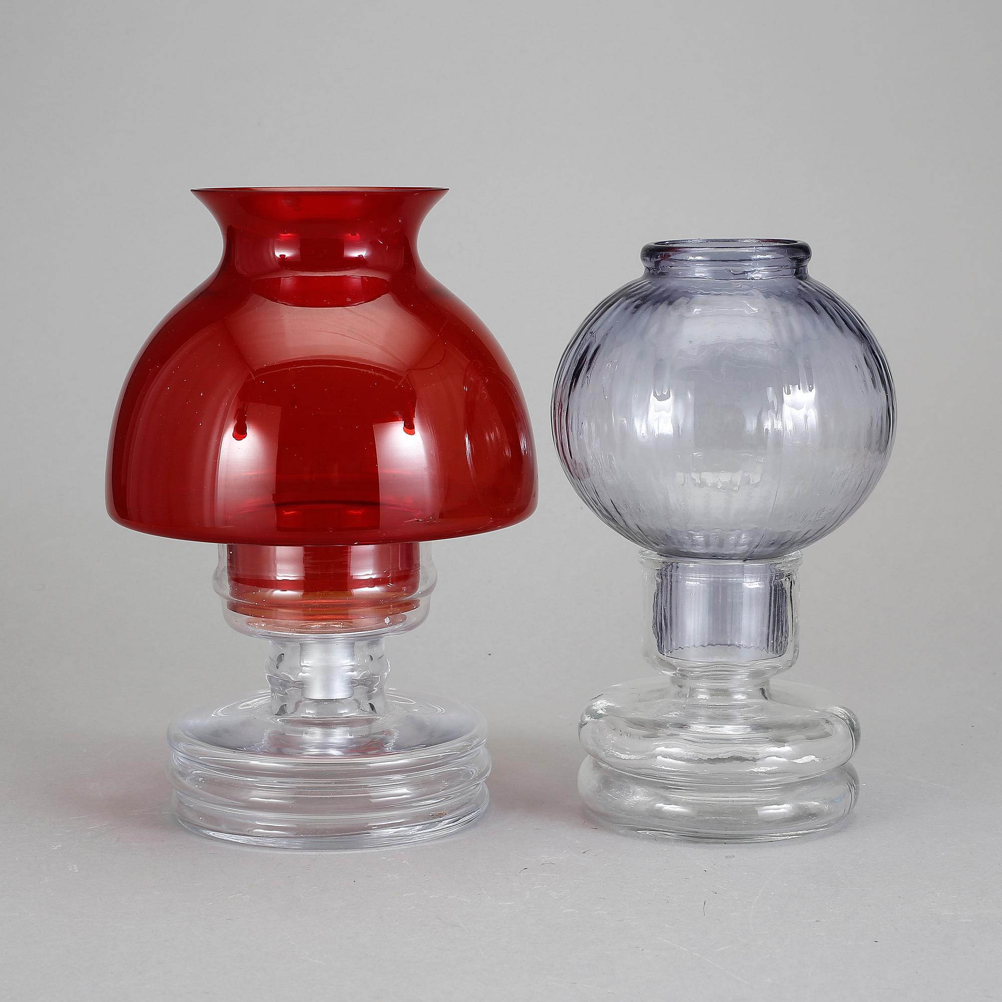 LYKTOR, två st, glas, Nanny Still, Riihimäen Lasi, 1960/70-tal.