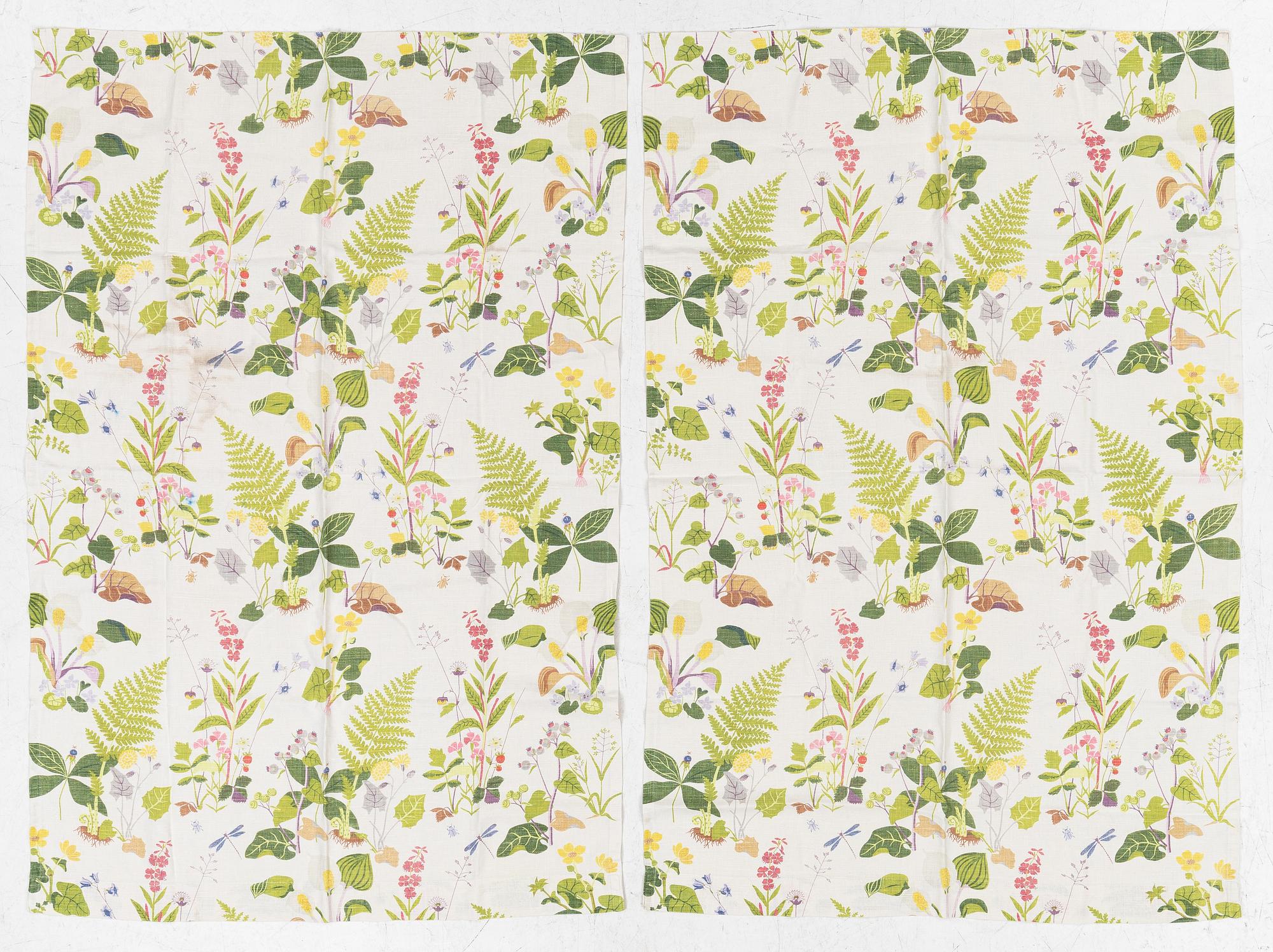 Gocken Jobs, three pairs of curtains, 'Trollslända', Nordiska Kompaniets textilkammare.