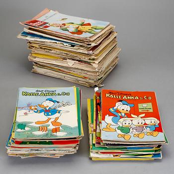 SERIETIDNINGAR OCH SERIEBÖCKER, 90 st. Kalle Anka, Åsa-Nisse, 91:an, Walt Disney, Dennis. 1950-/60-tal.