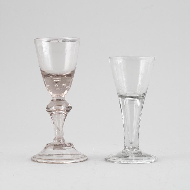 Two glasses, 1700's.