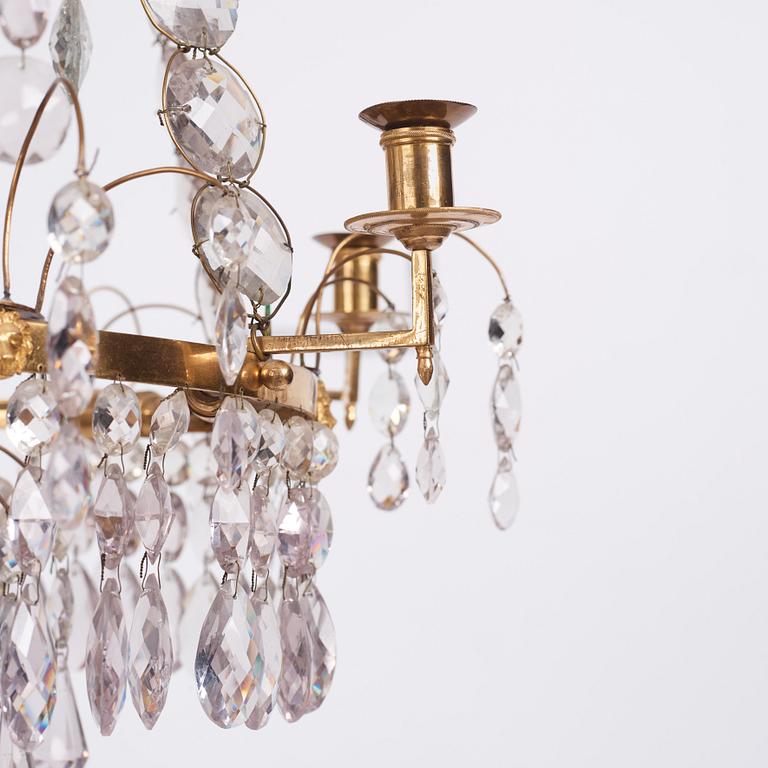 A Gustavian six-light chandelier, Stockholm, second part of the 18th century.