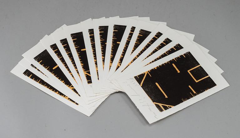 Fifteen signed woodcuts by Tommy Östmar.