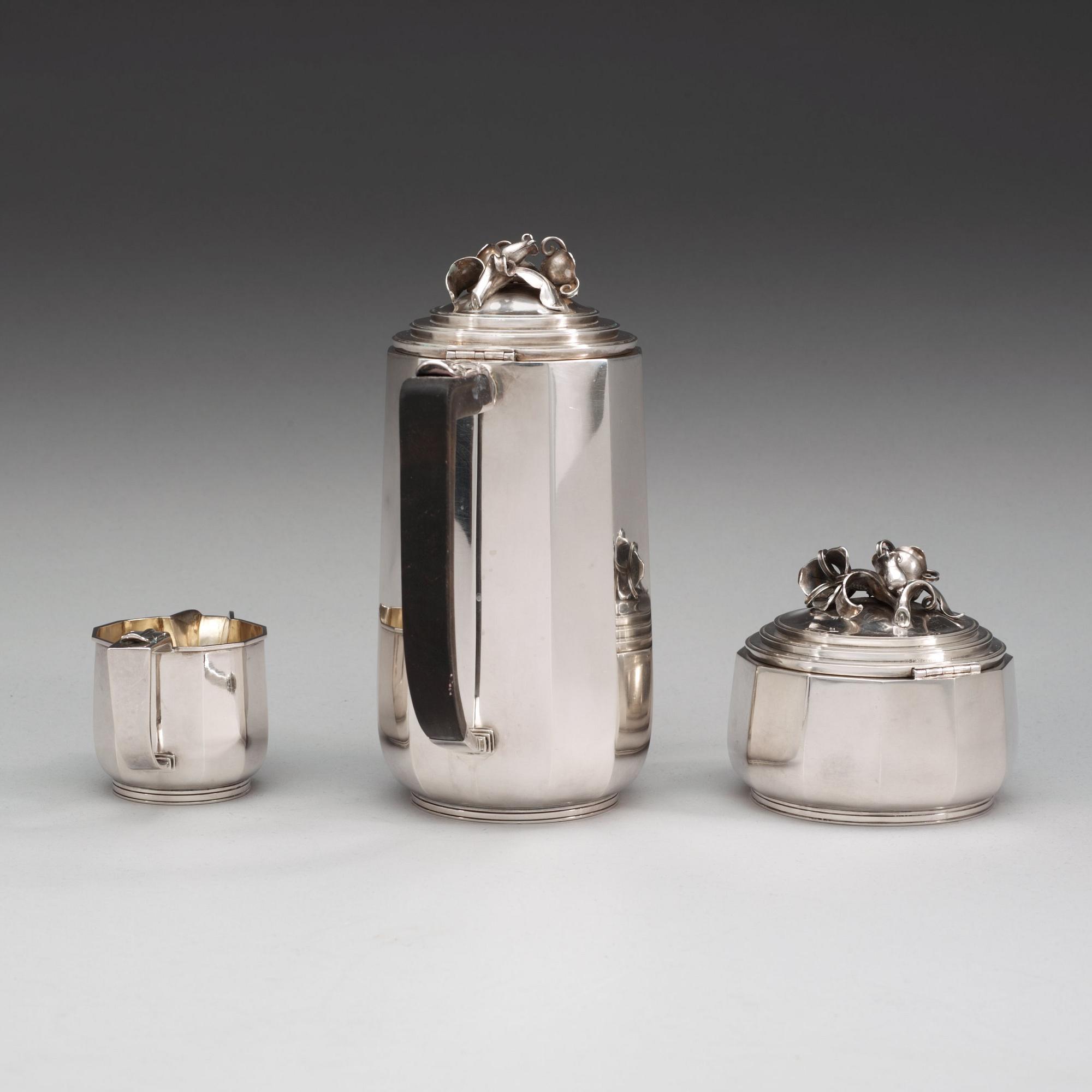 An Atelier Borgila sterling 3 pcs coffee service, Stockholm 1938.