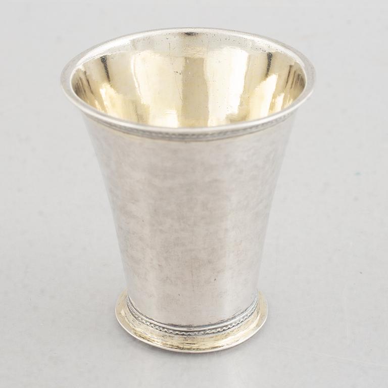 A miniature silver beaker, mark of Mattias Grahl, Gothenburg, possibly 1740.