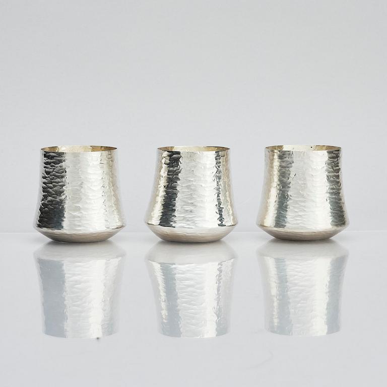 Tapio Wirkkala, a silver pitcher with six beakers, Kultakeskus, Tavastehus Finland 1970-80's.