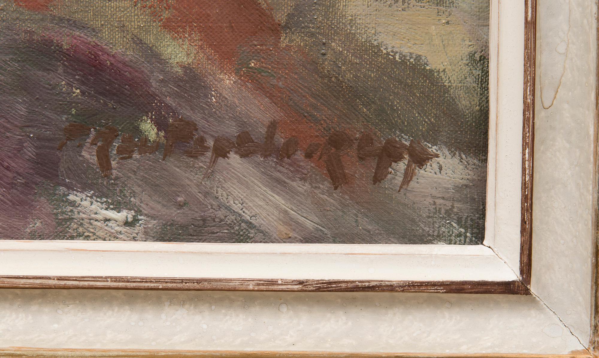 Oil on canvas, laid on board, signed.