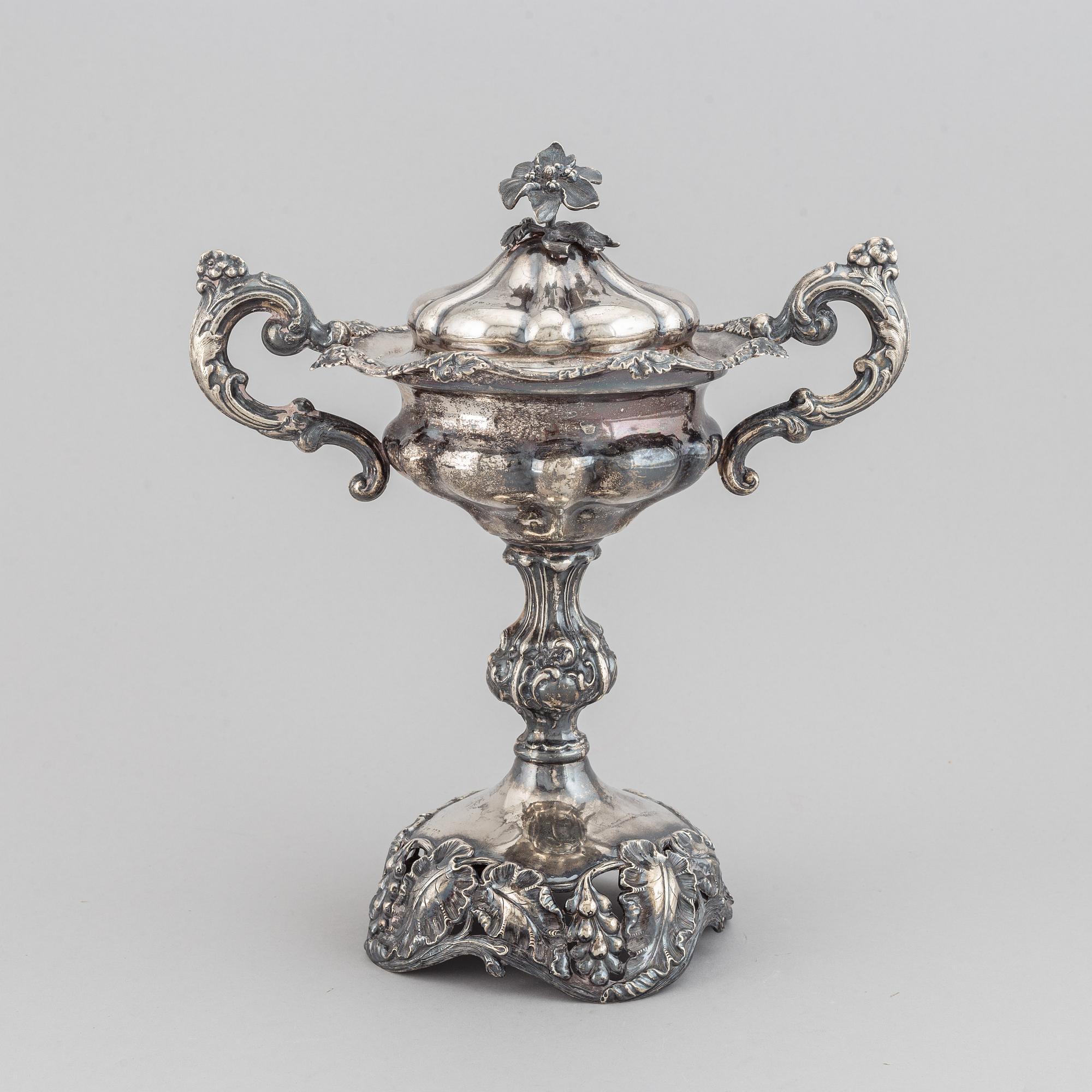 Gustaf Folcker, a silver sugar bowl, Stockholm 1860.