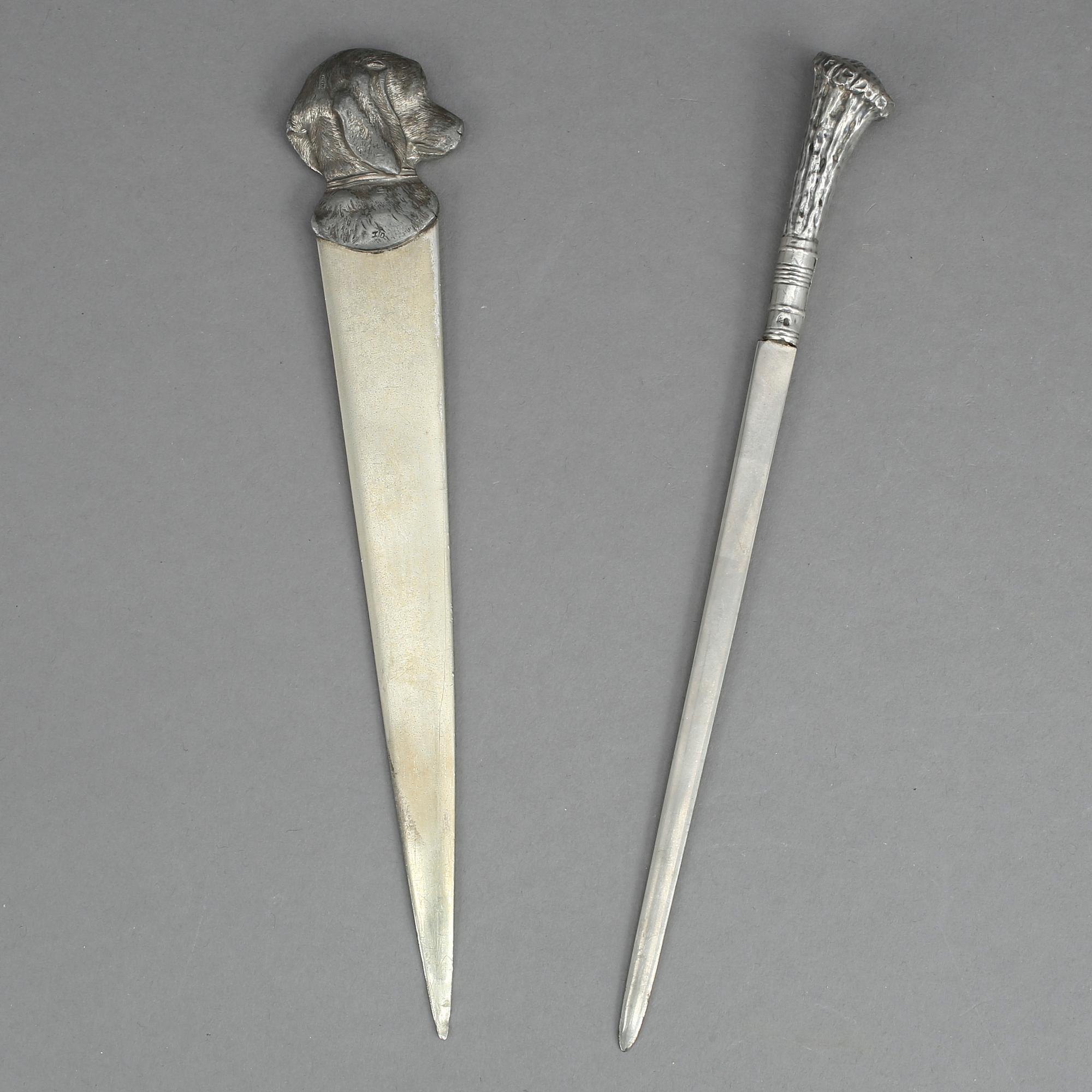 BREVKNIVAR, 2st, en WMF en med silverfäste, 1900-talets första hälft.