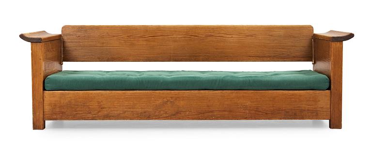 An Axel Einar Hjorth stained pine sofa 'Sandhamn', by Nordiska Kompaniet ca 1929.